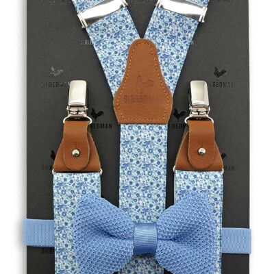 Sir Redman suspenders combi pack Fiori Pastelli blue