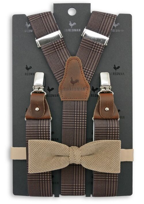 Sir Redman suspenders combi pack checkered Pied-de-Poule