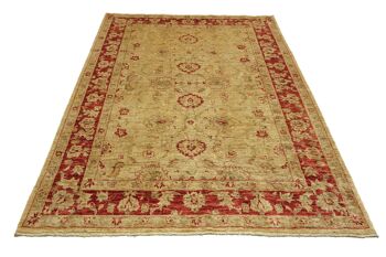 Tapis Afghan Chobi Ziegler 248x186 noué main 190x250 beige fleuri poil court Orient 2