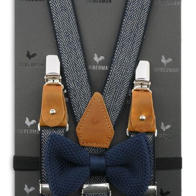 Sir Redman Kids suspenders combi pack Herringbone pattern blue