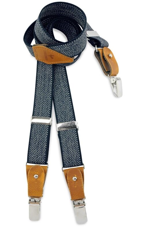 Sir Redman kids suspenders Herringbone pattern blue