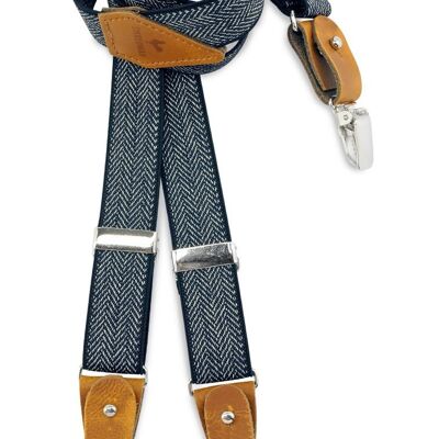 Sir Redman kids suspenders Herringbone pattern blue