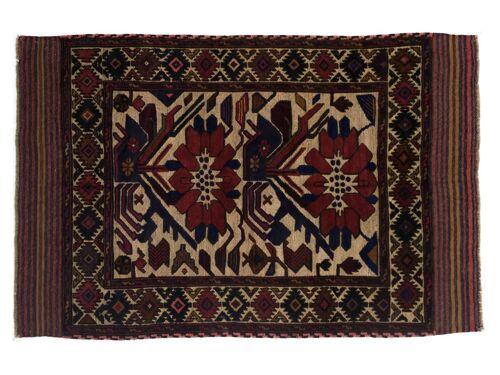 Afghan Gol Barjasta 178x129 Handgewebt Teppich 130x180 Mehrfarbig Blumenmuster