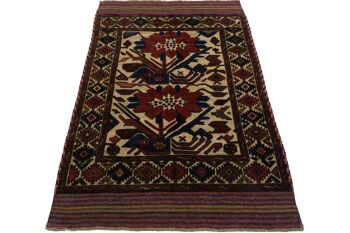 Tapis Afghan Gol Barjasta 178x129 tissé main 130x180 motif fleur multicolore 2