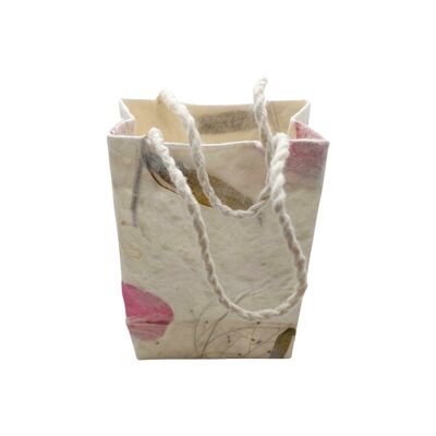 Sac-cadeau en papier de mûrier fleuri Vie Naturals, 6 x 7,5 cm