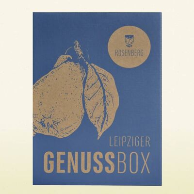 Grande scatola del divertimento, vuota - "Leipziger Genussbox" - liquore da 100 ml + 2 piccole creme da spalmare o mostarde