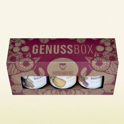 Kleine Genussbox, leer - 3 kleine Aufstriche oder Senfe oder Chutneys