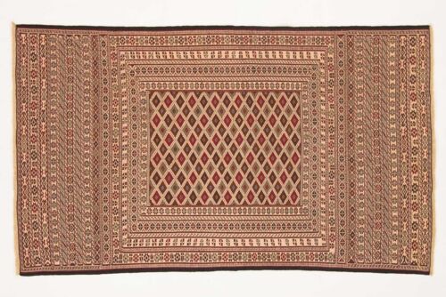 Afghan Mushwani Kelim 195x116 Handgewebt Teppich 120x200 Orange Geometrisch Muster