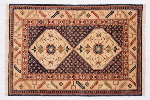 Afghan Chobi Ziegler 153x104 Handgeknüpft Teppich 100x150 Beige Orientalisch Kurzflor