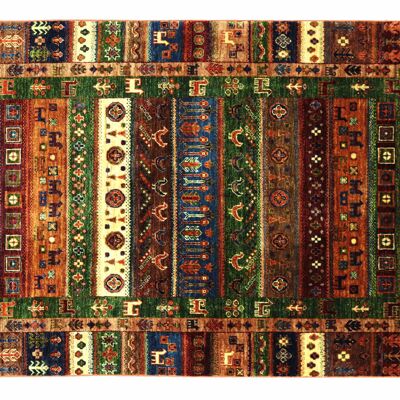 Afghan Ziegler Khorjin nomadi 180x124 tappeto annodato a mano 120x180 bordo rosso