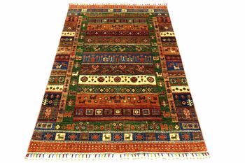 Tapis Afghan Ziegler Khorjin nomads 180x124 noué main 120x180 bordure rouge 2