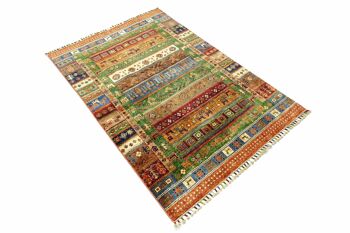 Tapis Afghan Ziegler Khorjin nomads 180x124 noué main 120x180 bordure rouge 4