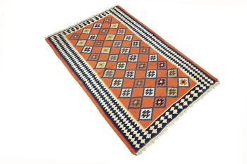 Tapis persan kilim 160x110 tissé main 110x160 motif géométrique orange travail manuel 4