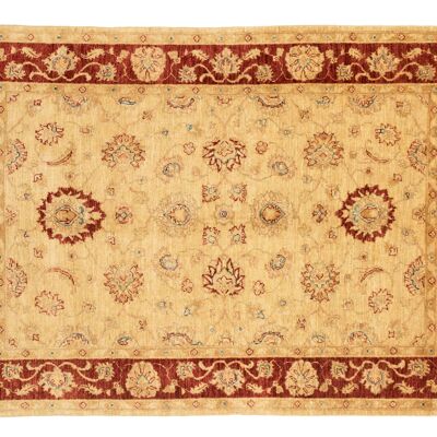 Afghan Chobi Ziegler 215x148 alfombra anudada a mano 150x220 patrón de flores beige pelo corto