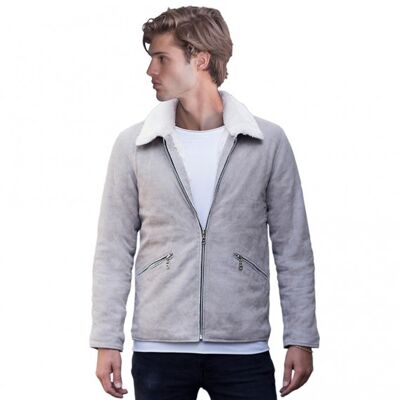 Grey suede jacket fur