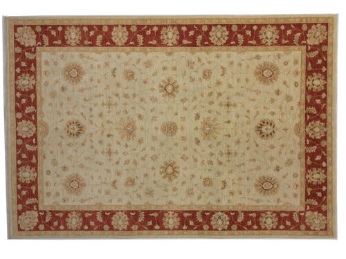 Afghan Chobi Ziegler 299x203 Handgeknüpft Teppich 200x300 Rot Blumenmuster Kurzflor