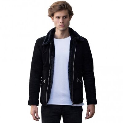 Black suede jacket fur