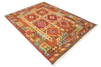 Afghan Maimana Kilim Colorful 204x154 Tapis tissé à la main 150x200 Beige Motif Géométrique 2