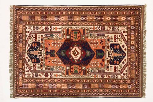Afghan Mauri Kabul 157x113 Handgeknüpft Teppich 110x160 Beige Geometrisch Muster
