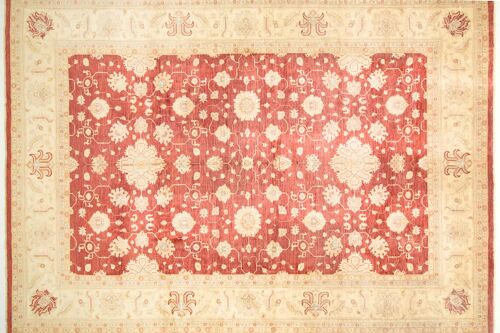 Afghan Chobi Ziegler 525x376 Handgeknüpft Teppich 380x530 Rot Orientalisch Kurzflor