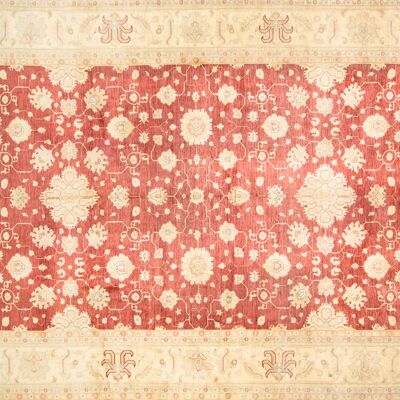 Afghan Chobi Ziegler 525x376 Handgeknüpft Teppich 380x530 Rot Orientalisch Kurzflor