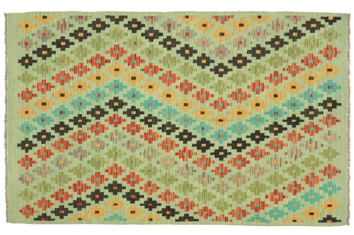 Afghan Maimana Kelim Bunt 207x150 Handgewebt Teppich 150x210 Handarbeit Orient Zimmer