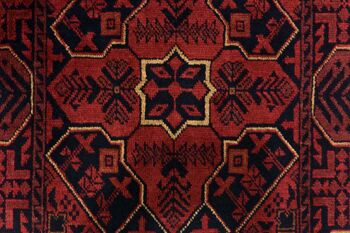 Tapis Afghan Khal Mohammadi 123x72 noué main 70x120 motif géométrique marron 4
