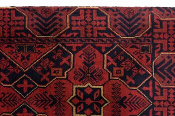 Tapis Afghan Khal Mohammadi 123x72 noué main 70x120 motif géométrique marron 5