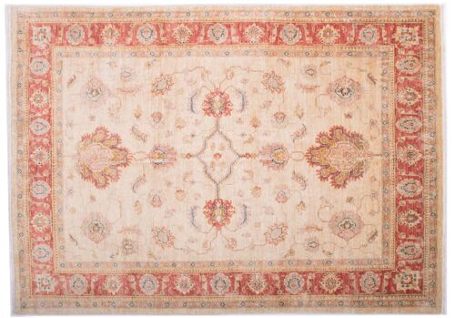 Afghan Feiner Chobi Ziegler 197x142 Handgeknüpft Teppich 140x200 Beige Blumenmuster