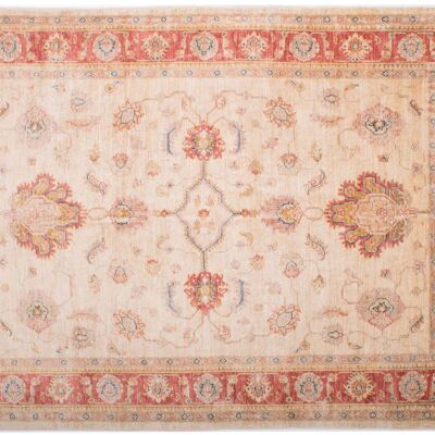 Afghan Feiner Chobi Ziegler 197x142 Handgeknüpft Teppich 140x200 Beige Blumenmuster