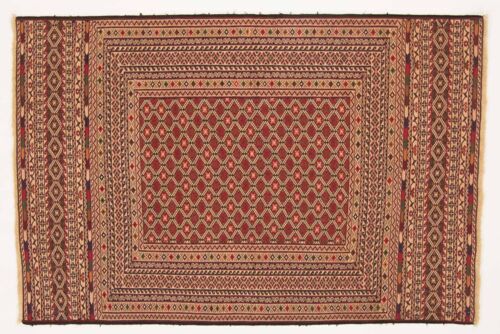 Afghan Mushwani Kelim 185x125 Handgewebt Teppich 130x190 Rot Geometrisch Muster