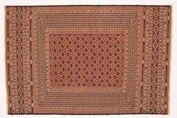 Tapis tissé à la main Afghan Mushwani Kilim 185x125 130x190 motif géométrique rouge 1