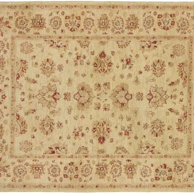 Afghan Chobi Ziegler 197x149 Handgeknüpft Teppich 150x200 Beige Orientalisch Kurzflor