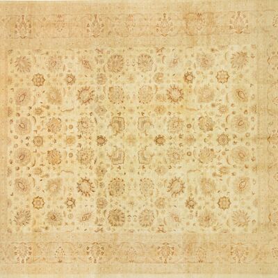 Afghan Chobi Ziegler 439x368 Handgeknüpft Teppich 370x440 Beige Blumenmuster Kurzflor