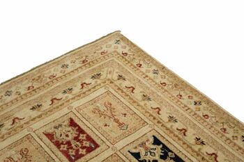 Tapis Afghan Chobi Ziegler 202x151 noué main 150x200 motif géométrique beige 5