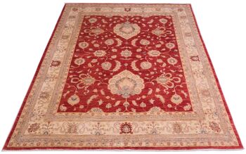 Tapis Afghan Feiner Chobi Ziegler 241x191 noué main 190x240 motif fleur rouge 2