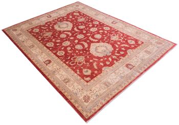 Tapis Afghan Feiner Chobi Ziegler 241x191 noué main 190x240 motif fleur rouge 3