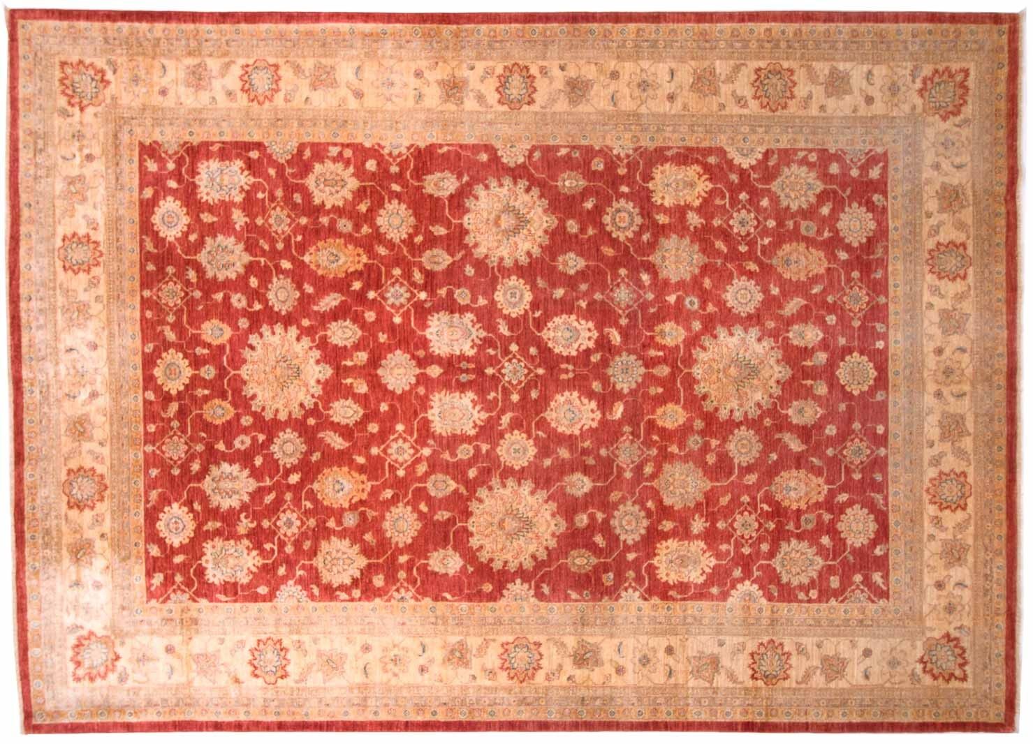 Tapis Afghan Feiner Chobi Ziegler 345x248 noué main 250x350 motif fleur beige