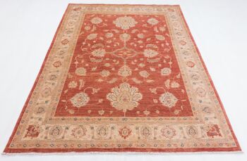 Tapis Afghan Feiner Chobi Ziegler 194x148 noué main 150x190 motif fleur rouge 2