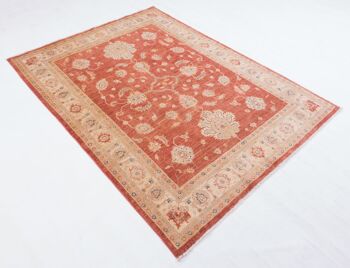 Tapis Afghan Feiner Chobi Ziegler 194x148 noué main 150x190 motif fleur rouge 3