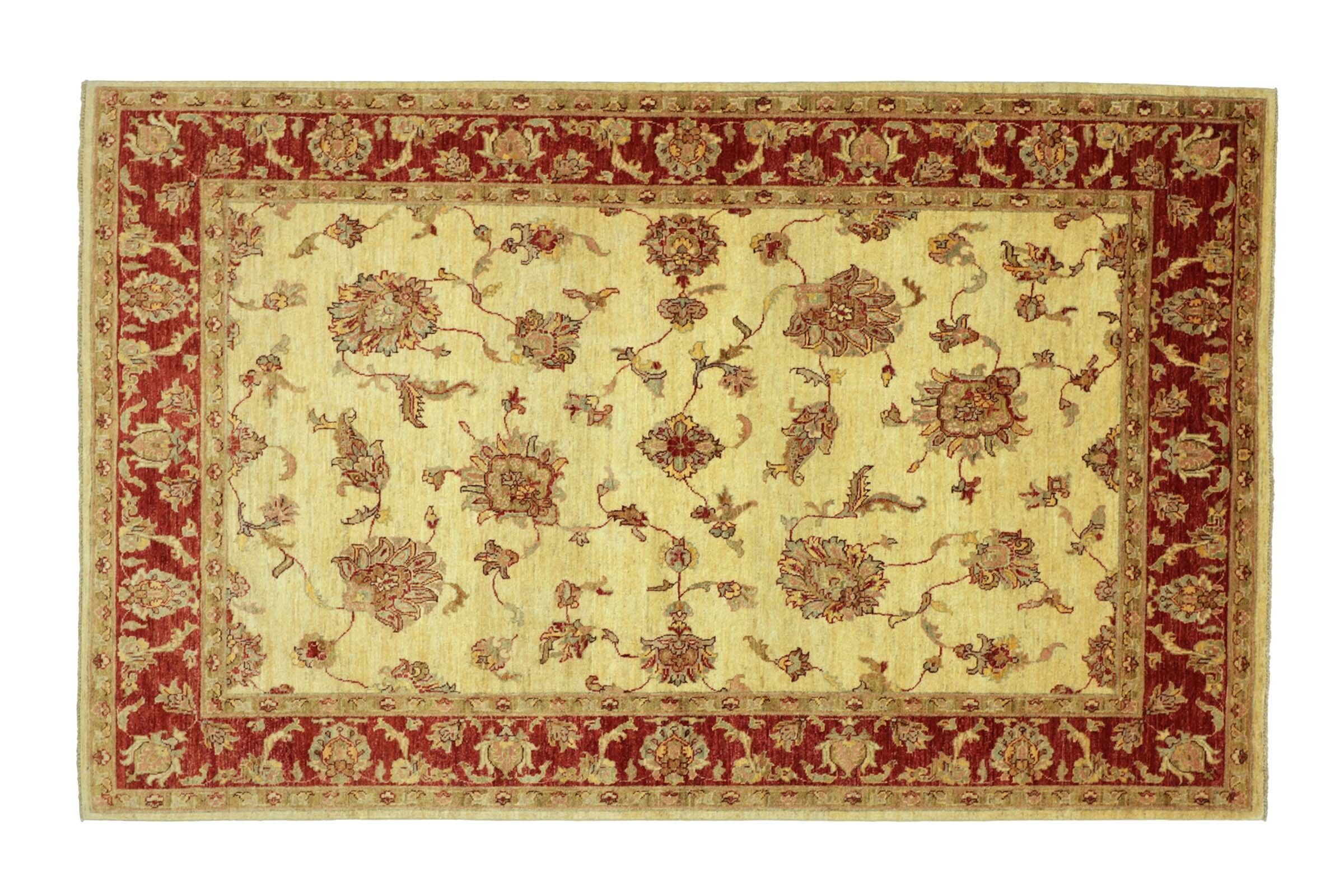 Afghan Chobi Ziegler 233x171 Handgeknüpft Teppich 170x230 Beige Floral Kurzflor Orient