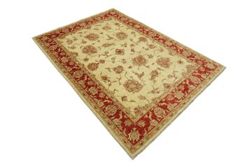 Tapis Afghan Chobi Ziegler 233x171 noué main 170x230 beige fleuri poil court Orient 3