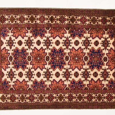 Afghan Mauri Kabul 170x114 alfombra anudada a mano 110x170 patrón geométrico rojo, pelo corto