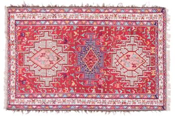 Tapis persan en soie soumakh 151x99 tissé main 100x150 multicolore oriental 1