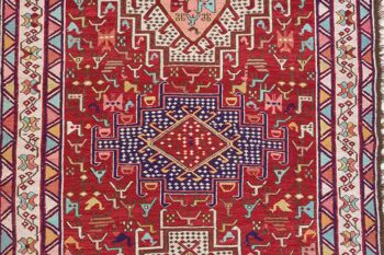 Tapis persan en soie soumakh 151x99 tissé main 100x150 multicolore oriental 5