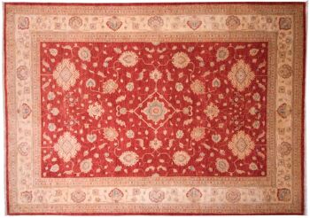 Tapis Afghan Feiner Chobi Ziegler 349x241 noué main 240x350 motif fleur beige 1