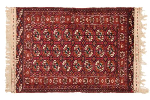 Kaukasus Buchara 140x101 Handgeknüpft Teppich 100x140 Rot Geometrisch Muster Kurzflor