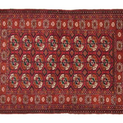 Caucasus Bukhara 140x101 hand-knotted carpet 100x140 red geometric pattern, low pile