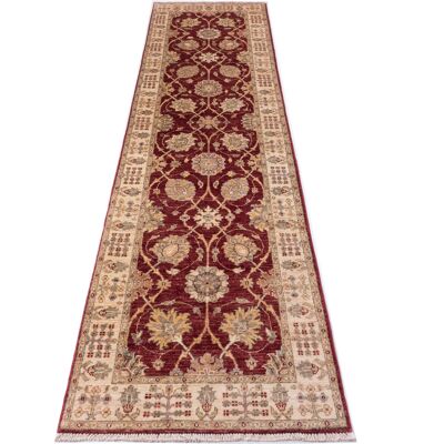 Afghan Chobi Ziegler 288x79 alfombra anudada a mano 80x290 runner rojo oriental