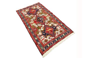 Tapis persan en soie soumakh 195x115 tissé main 120x200 motif géométrique rouge fait main 3